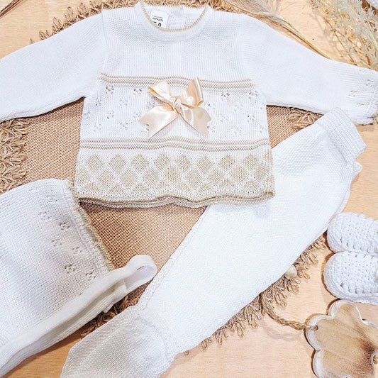 Conjunto perlé para bebé 3213 La Casita de Pepito Crudo