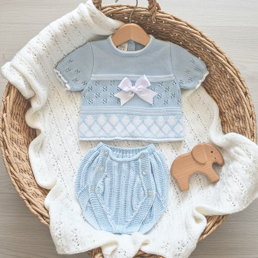 Conjunto para bebé de perlé 3213C La Casita de Pepito Celeste