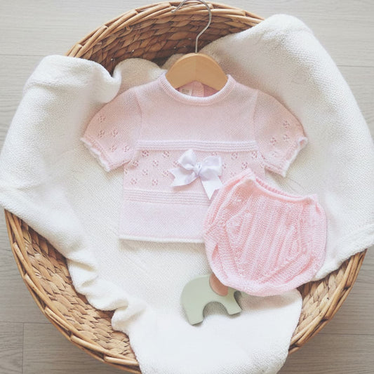 Conjunto para bebé de perlé 3213C La Casita de Pepito Rosa