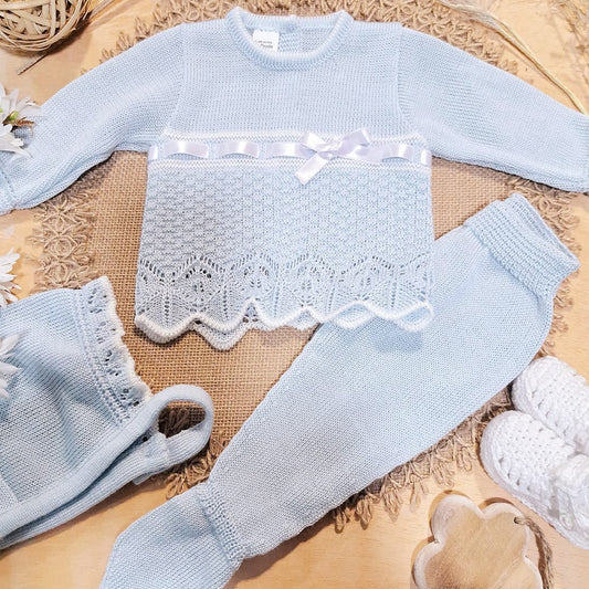 Ensemble bébé 3215 La petite maison de Pepito Nœud en ruban bleu clair