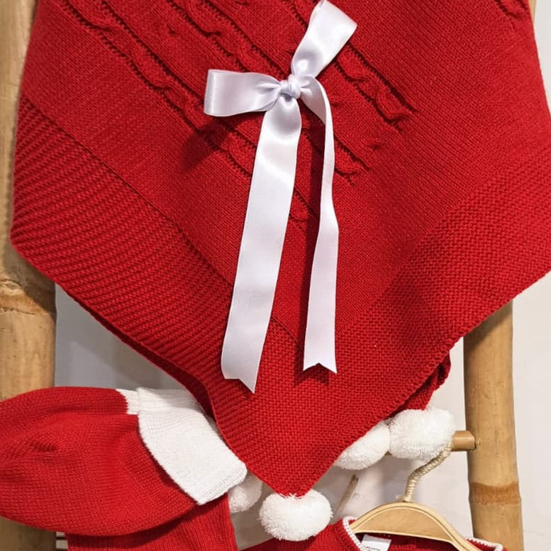 Toquilla y conjunto de lana rojo para bebé – La Casita de Pepito 3369