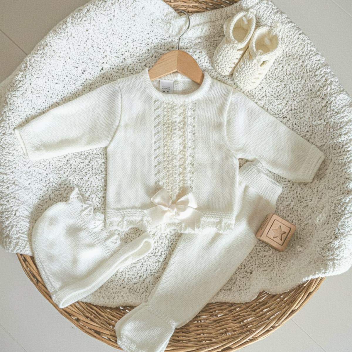 Conjunto de Perlé crudo para Bebé - La Casita de Pepito 3414