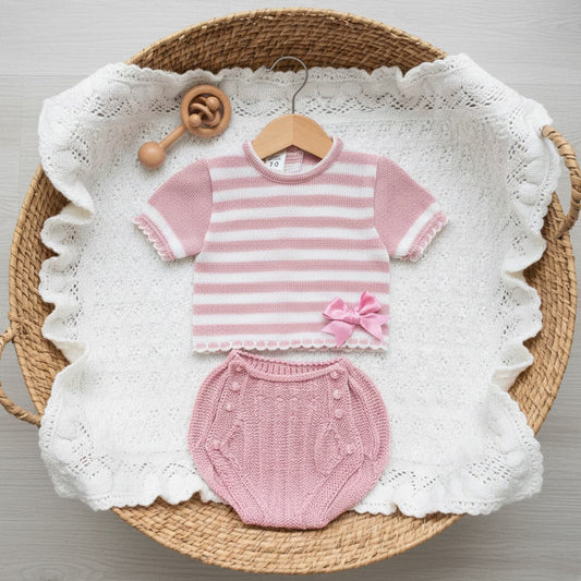 Conjunto bebé perlé maquillaje rayas 2 piezas LA CASITA DE PEPITO 3416C