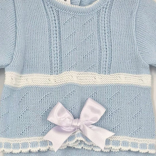Conjunto de punto celeste de tres piezas con polaina y capota La Casita de Pepito (Ref. 3516)