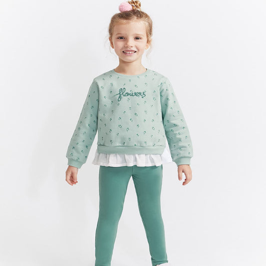 Conjunto infantil niña STREET MONKEY con sudadera bordada y leggings cómodos 353004