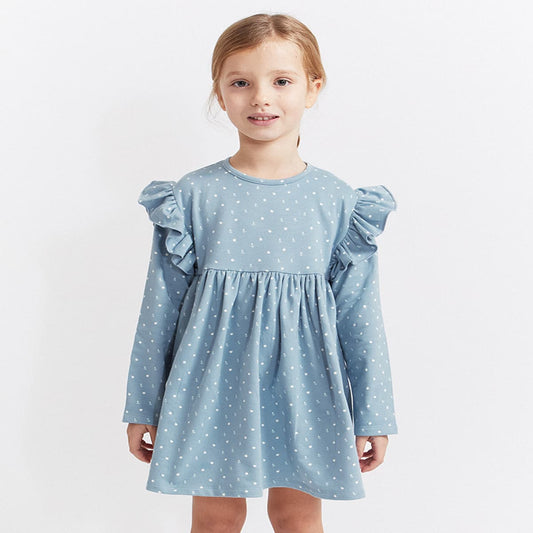 Vestido azul bebé com folhos e bolinhas Street Monkey 353021 (3-24 meses)