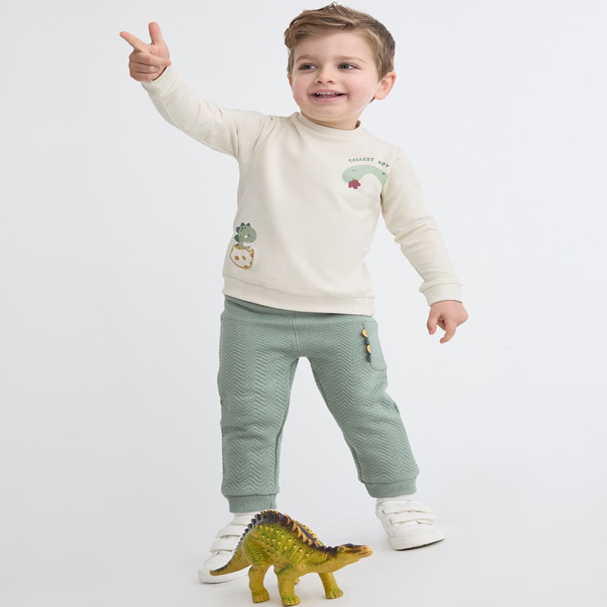Conjunto de dos piezas para bebé de sudadera dinosaurio y pantalón Street Monkey 362021