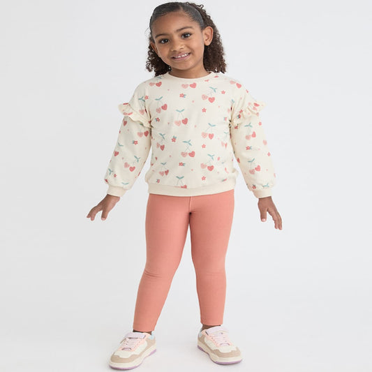 Conjunto infantil de dos piezas para niña de sudadera con corazones y volantes con leggings Street Monkey 363030