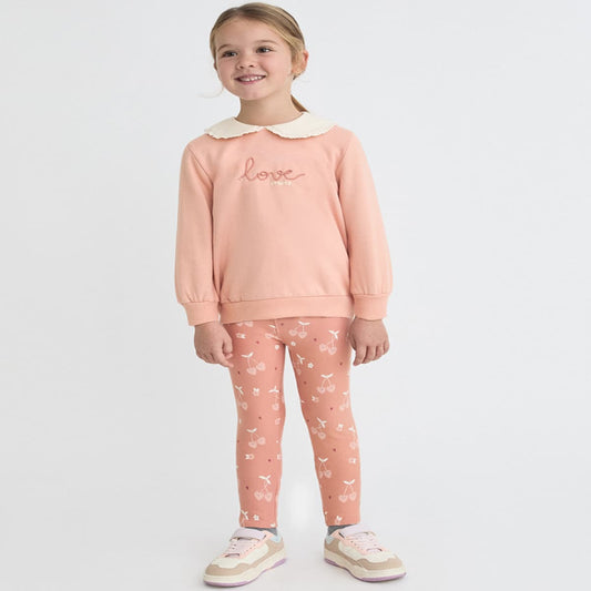 Conjunto infantil de dos piezas para niña de sudadera cuello bebé y leggings estampados Street Monkey 363037