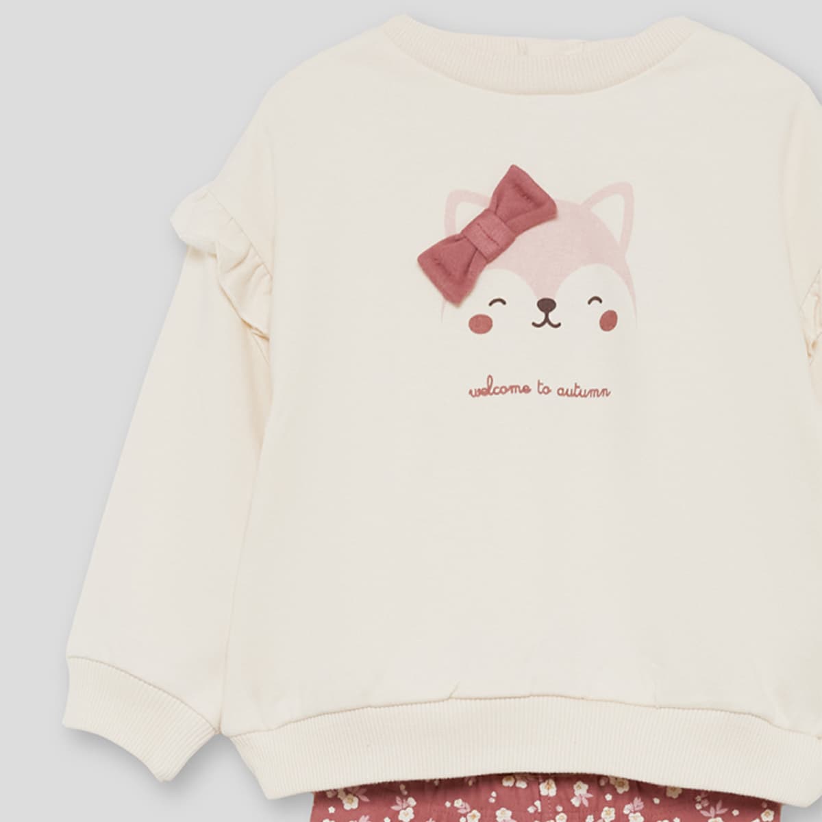 Conjunto infantil de dos piezas para niña de sudadera gatita y leggings estampados Street Monkey 363065