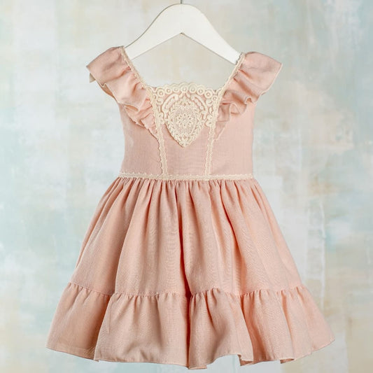 Vestido infantil salmón para ceremonia · Lilus 38150