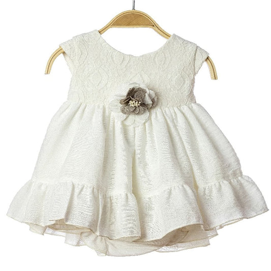 Vestido de cerimónia azul/cru com flor destacável – Lilus 36162 