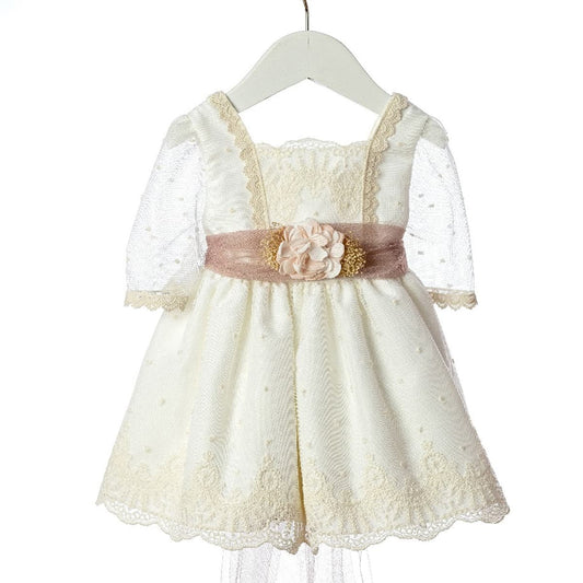 Vestido bebé ceremonia crudo/rosa LILUS 6 a 36 meses – Modelo 39185