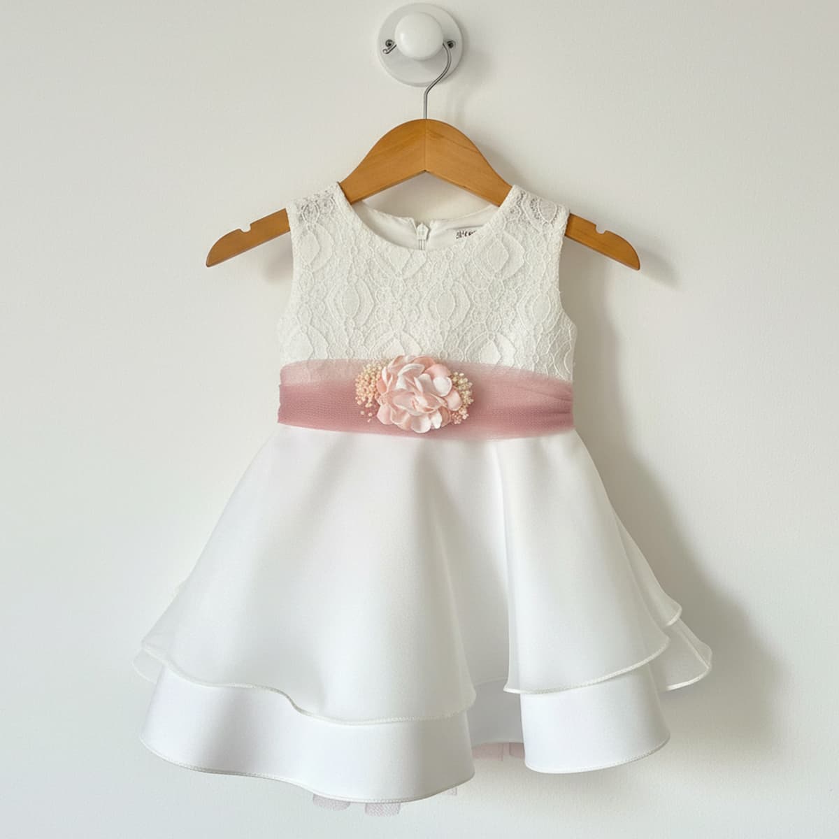 Robe de cérémonie écrue/bleue avec fleur amovible – Lilus 36162 
