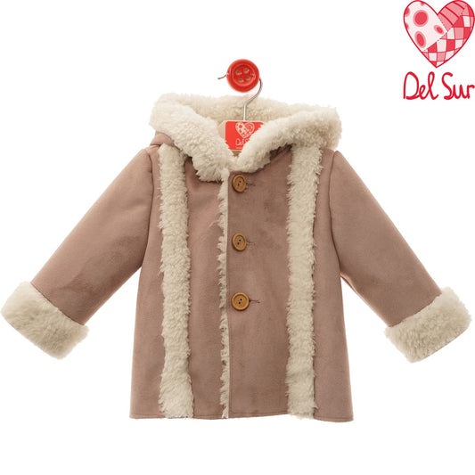 Abrigo bebé camel con borreguito Del Sur 3994