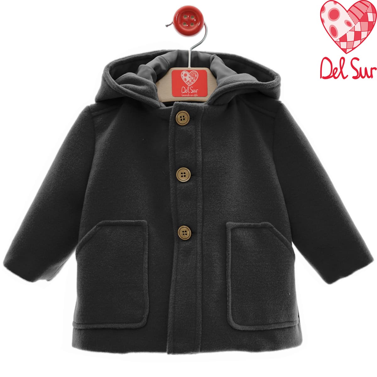 Trenca de paño gris para bebé Del Sur 3995