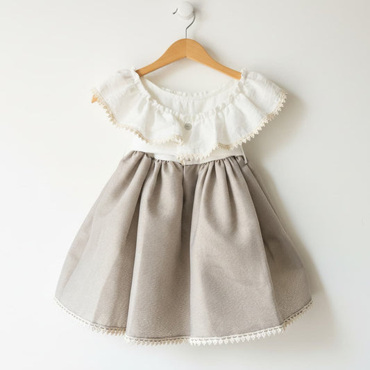 Robe de cérémonie écrue/bleue avec fleur amovible – Lilus 36162 