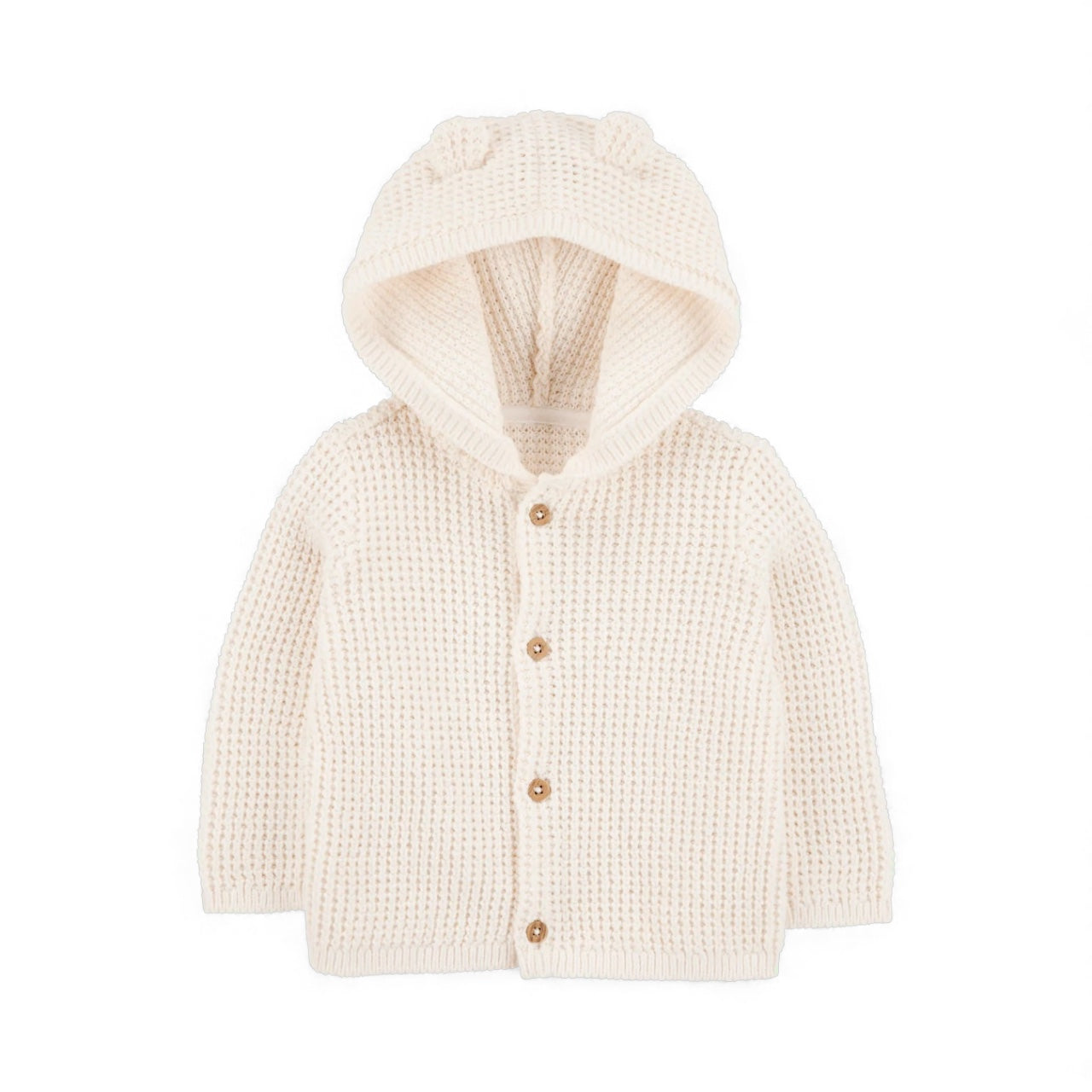 Chaqueta punto canalé capucha diseño oso