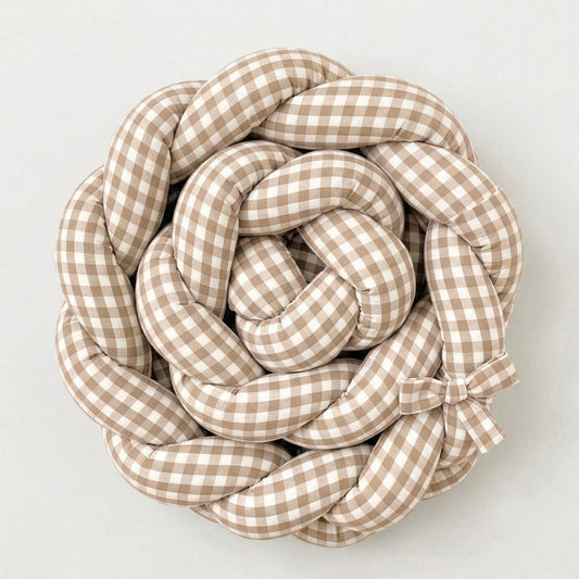 Trenza Protectora  VICHY Grande BEIGE Cuna y Cama 200cm en Algodón | Sueños de Cigüeña