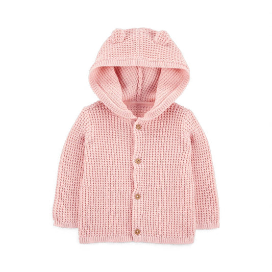Chaqueta punto canalé capucha diseño oso