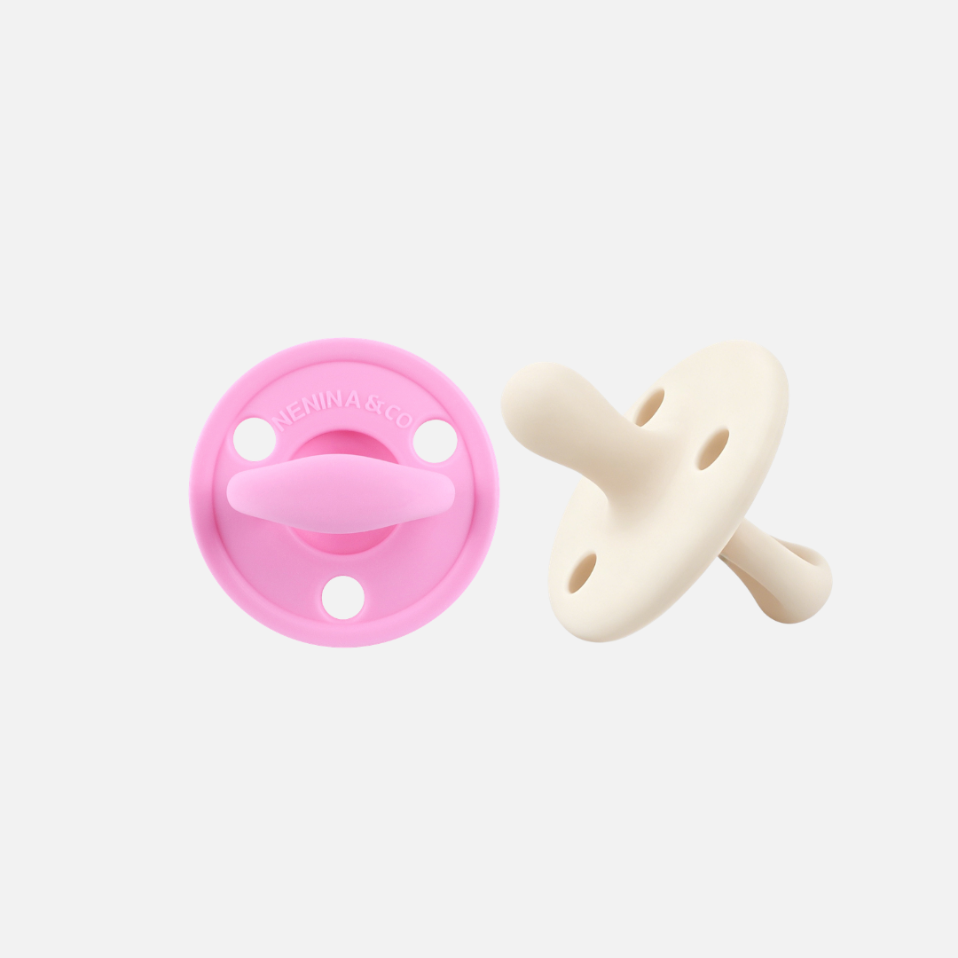 Kit 2 Chupetes Clásicos para Bebé Rosa Chicle y Rosa Pálido | Silicona Orgánica Nenina & Co