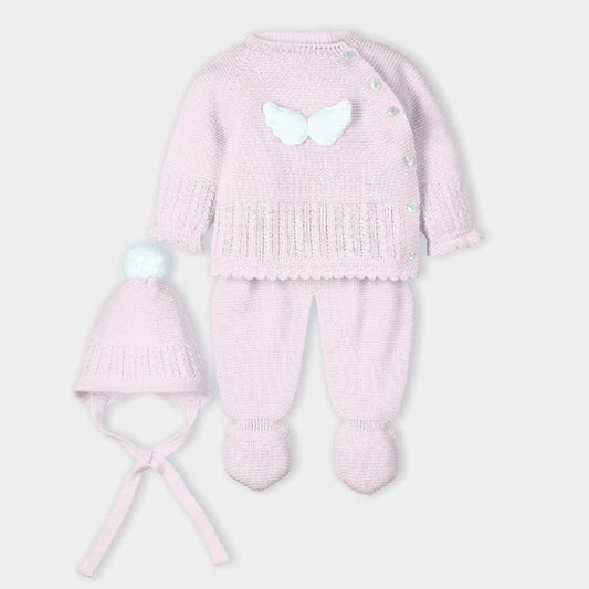 Conjunto bebé primera puesta 3 piezas de punto tricot – Mac Ilusión 9021