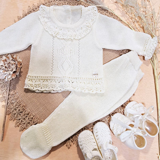Perle FELICIA 9602 ensemble bébé écru