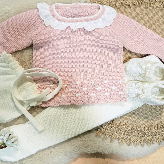 Conjunto de Lana para Bebé Rosa FELICIA 9713 (0 a 6 meses)