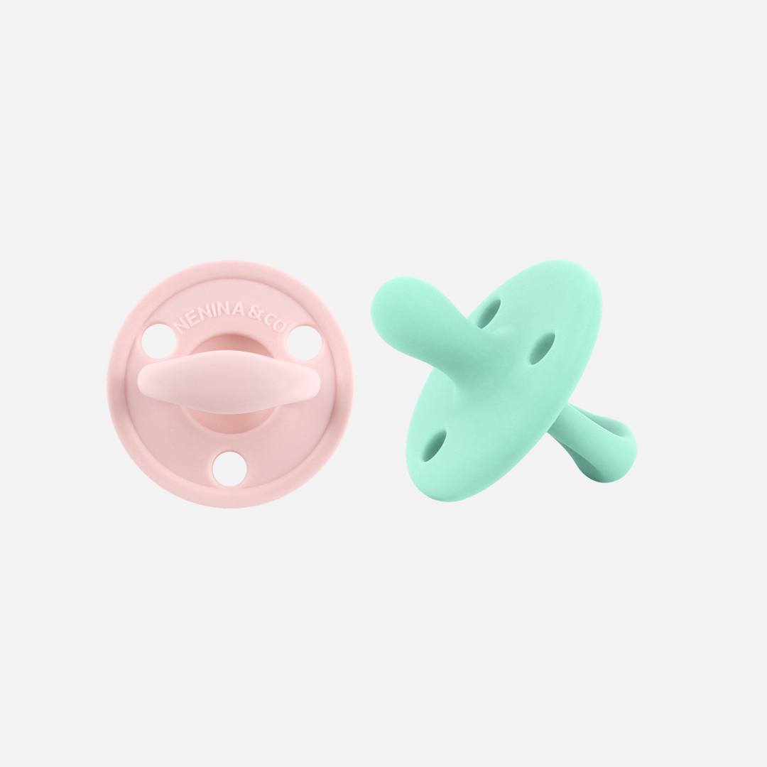 Kit 2 Chupetes Clásicos para Bebé Rosa Chicle y Rosa Pálido | Silicona Orgánica Nenina & Co