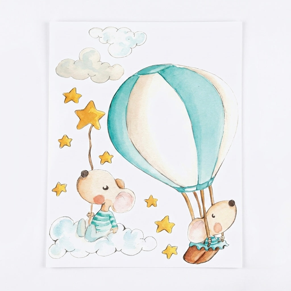 VINILO INFANTIL I GLOBO A LAS ESTRELLAS MENTA