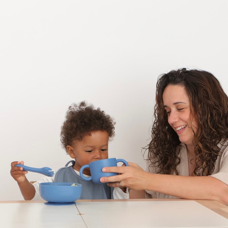 Vajilla BLW Blue 9 Piezas de Silicona orgánica con ventosas Nenina & Co