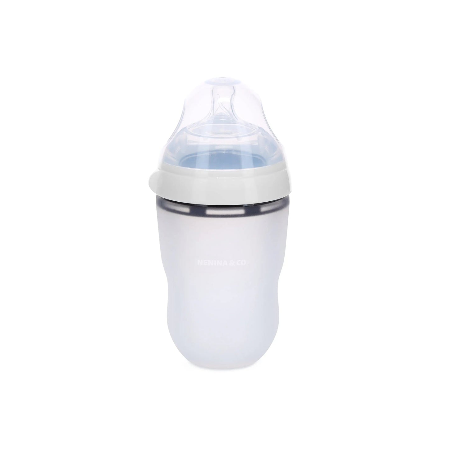 Pack Biberon Blanco flujo lento + Chupete Clásico + 2 Chupeteros de algodon orgánico Nenina & Co