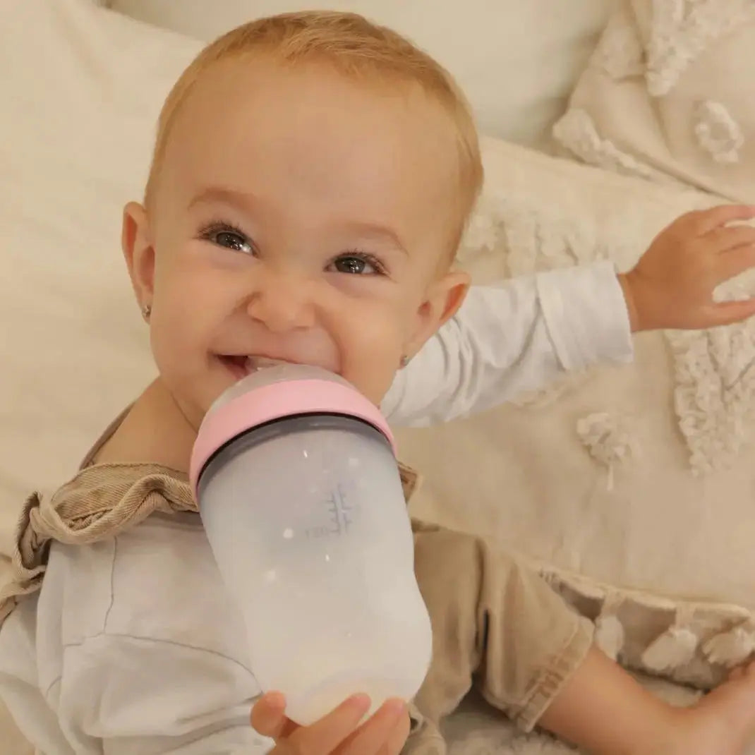 Biberón de silicona Rosa Anticolico de silicona orgánica Nenina & Co