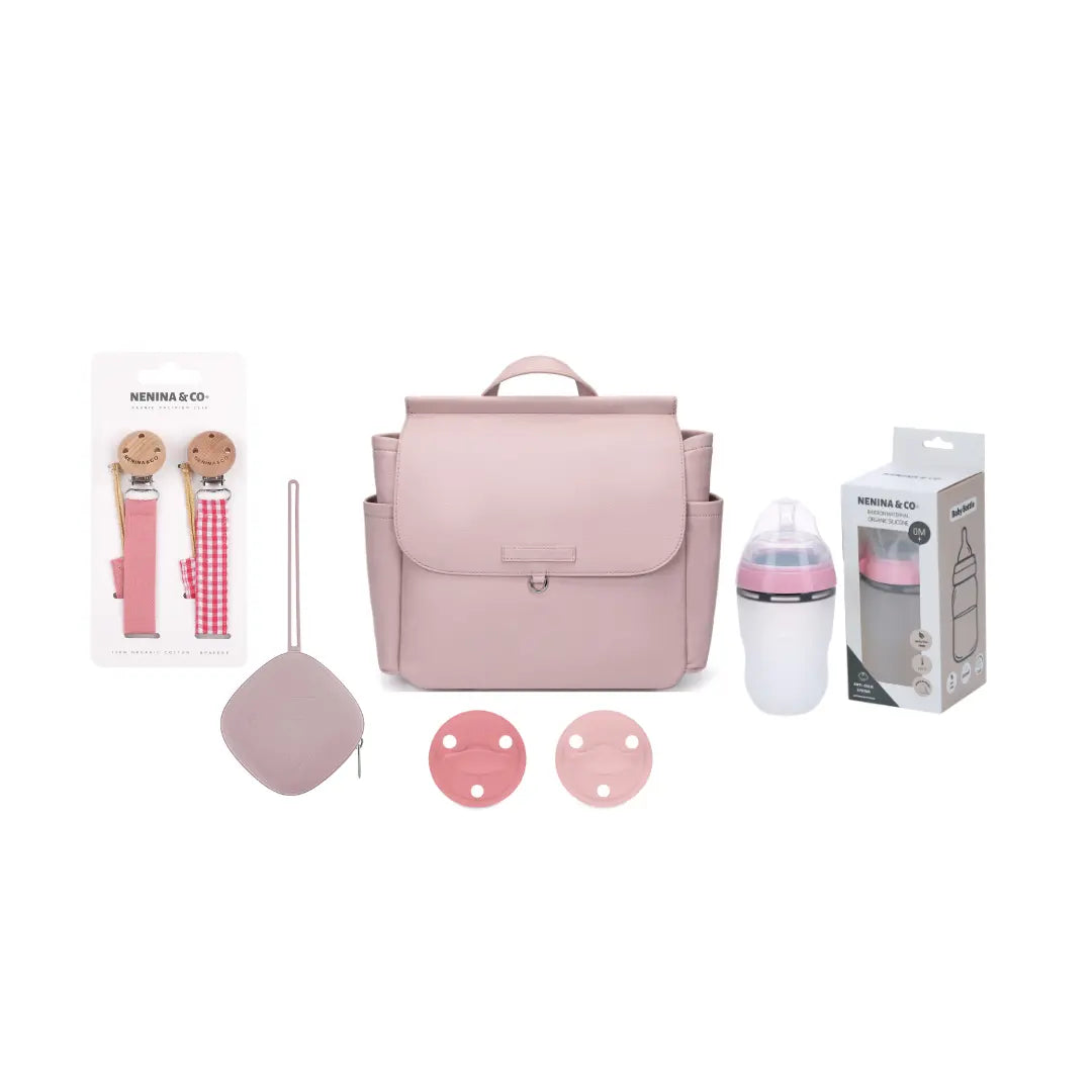 Bolso Maternal + Cambiador + 1 Biberon + 2 Chupetes DIAMOND + Guardachupete + 2 Chupeteros DIAMOND Nenina & Co