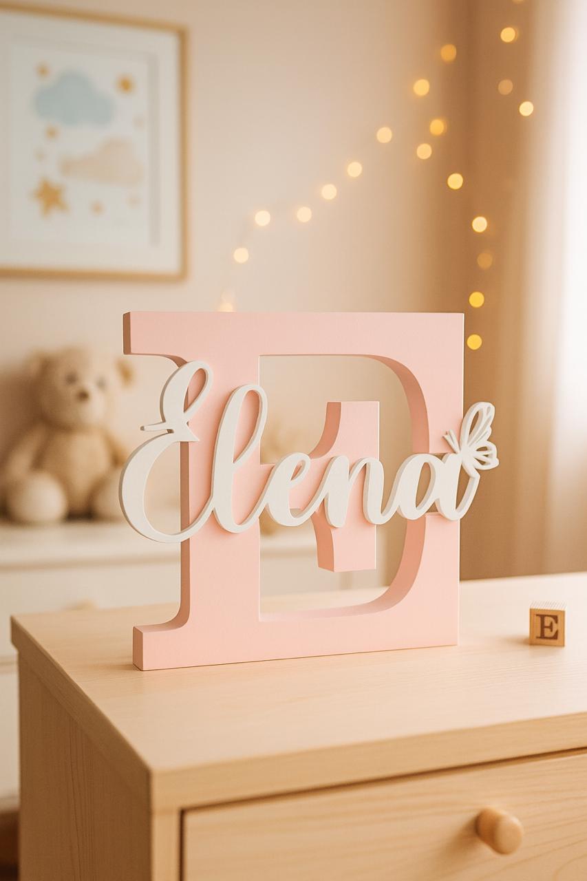 Letrero Inicial + Nombre Personalizado 3D | 24cm Decoración