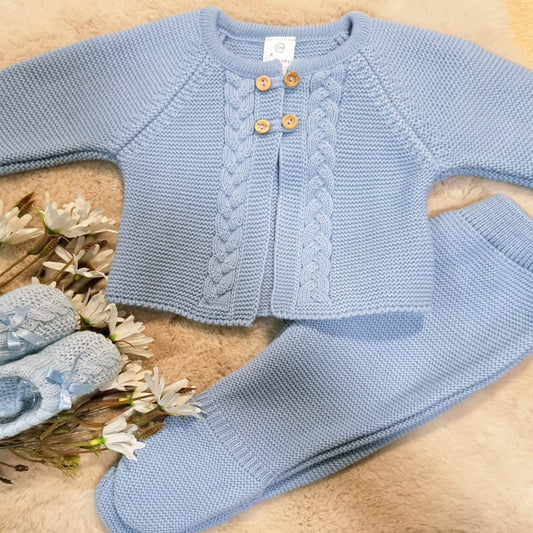 Conjunto de Lana para Bebé Azul Clásico, suave y encantador Pelottas Kids C5046