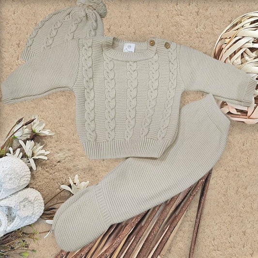 Conjunto lana bebé Pelottas arena C9003 Tres piezas suaves y cálidas