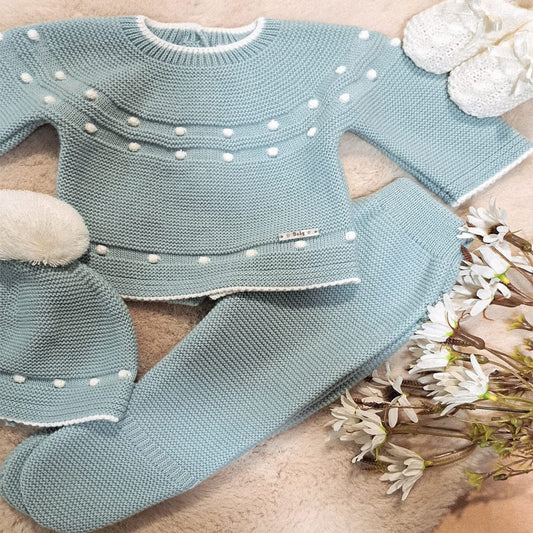 Conjunto de lana verde para bebé Pelottas Kids C9008 tres piezas cálidas y encantadoras