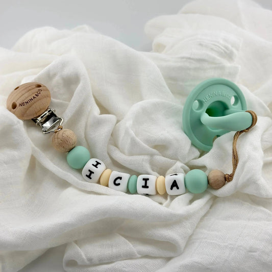 Chupetero Personalizado Mint con Nombre en Silicona Orgánica | Nenina & Co.