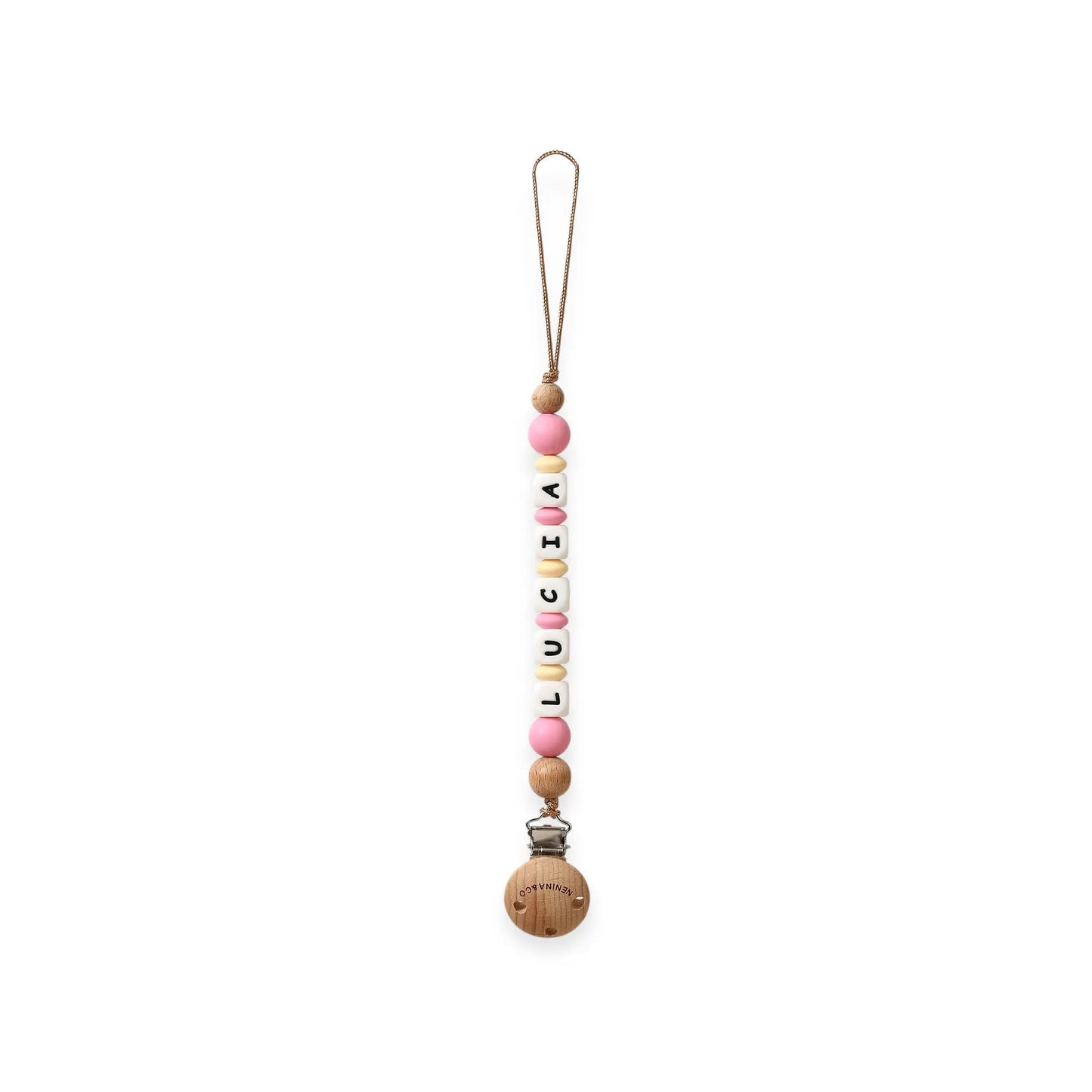 Kit Chupete Clásico Rosa chicle de Silicona + Chupetero con Nombre | Nenina & Co.