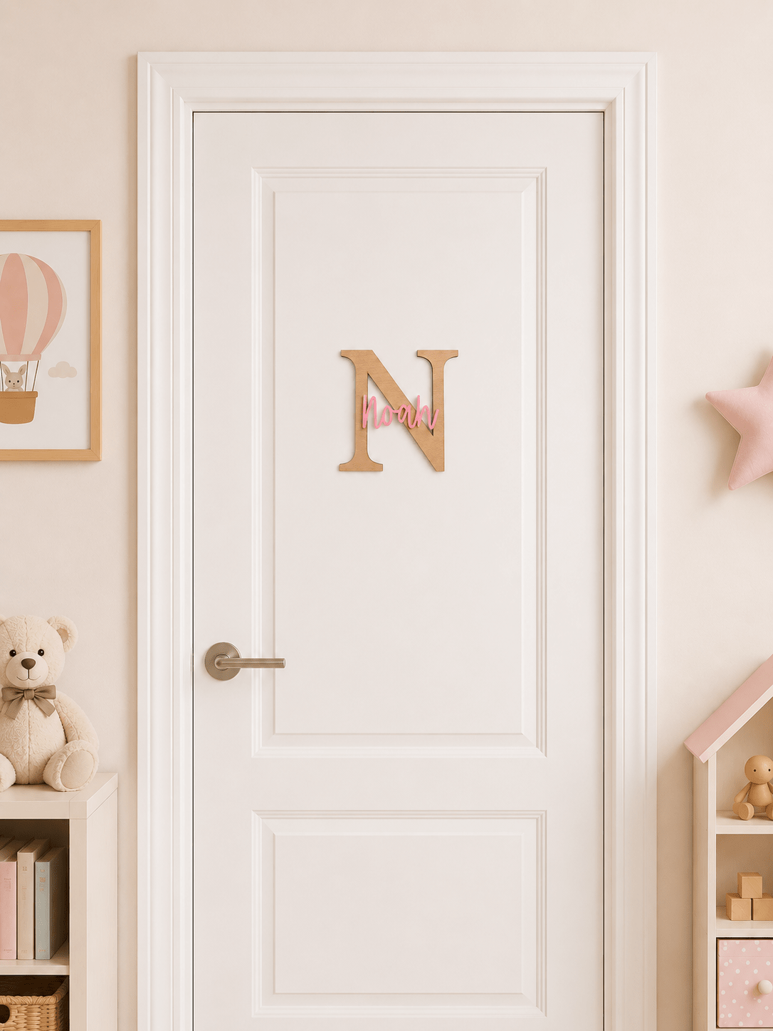 Letra Inicial Personalizada con Nombre – Madera y Metacrilato 🤍