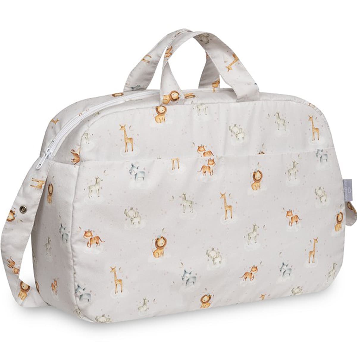 Bolso maternal gris. Animalitos. Don Algodón D90112