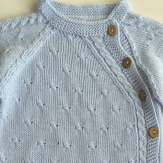 Conjunto bebé punto perlé azul 2 piezas jersey + polaina DA-25 DON ALGODÓN