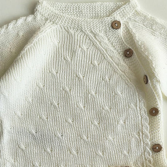 Conjunto bebé punto perlé crudo 2 piezas jersey + polaina DA-25 DON ALGODÓN