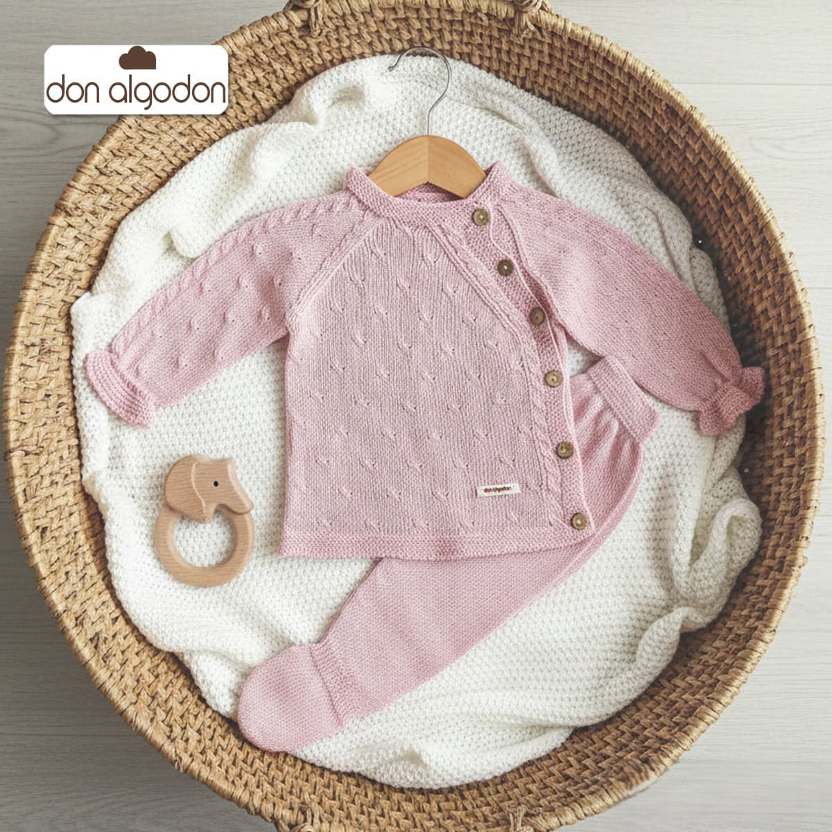 Conjunto bebé punto perlé maquillaje 2 piezas jersey + polaina DA-25 DON ALGODÓN