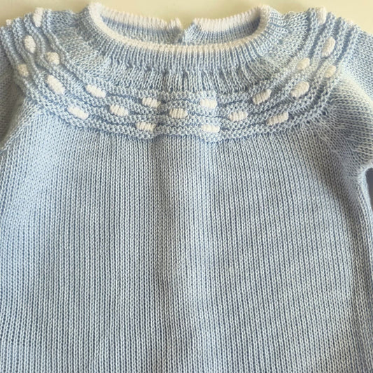 Conjunto bebé punto perlé azul cielo 2 piezas – DA-31  DON ALGODÓN