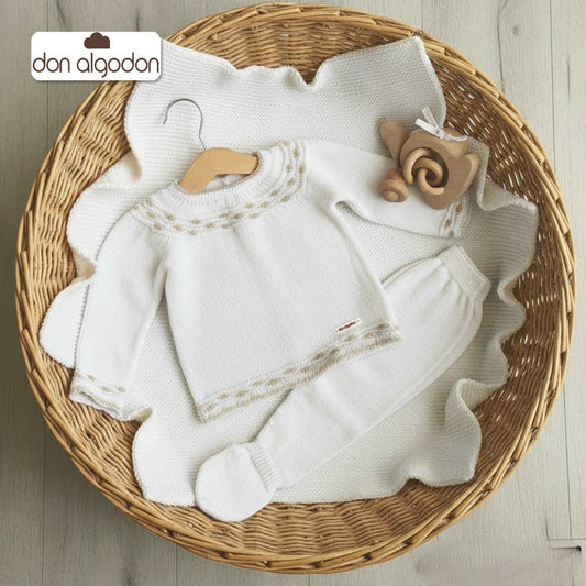 Conjunto bebé punto perlé azul cielo 2 piezas – DA-31  DON ALGODÓN
