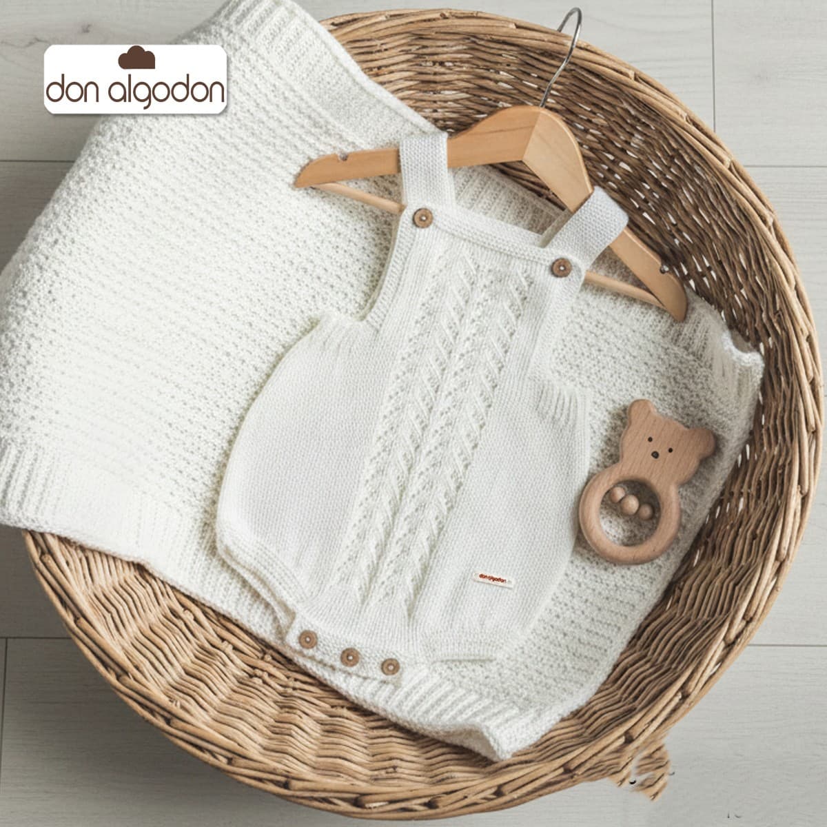 Rana de punto perlé para bebé color crudo – Don Algodón DA-9823 (0 a 12 meses)