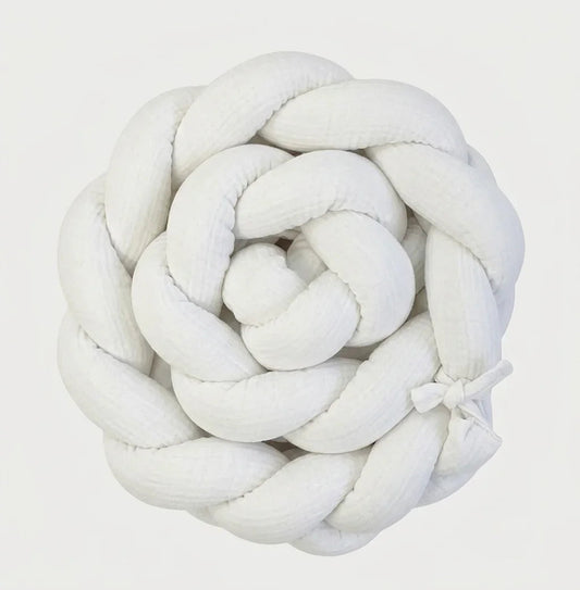 Trenza Protectora de Cuna y Cama en Algodón Muselina Blanco | Chichonera Artesanal