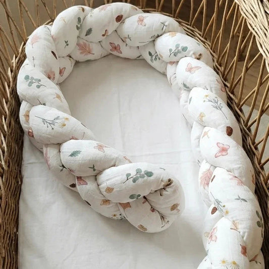 Trenza Protectora de Cuna y Cama en Algodón Flowers | Chichonera Artesanal